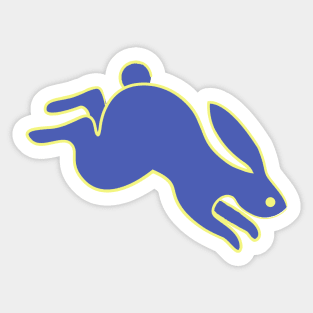 Rabbit Leaping Blue/Yellow Sticker